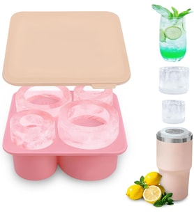 Cup için buz kalıbı, 4 kat silikon kalıp, kokteyller/viski/içecekler/kahve için, BPA içermez