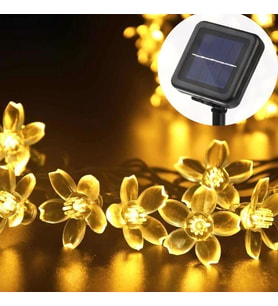 TechnoSmart 50 Ledli Solar Çiçekli Gün Işığı Bayçe Aydınlatma Dekorasyon Güneş Enerjili