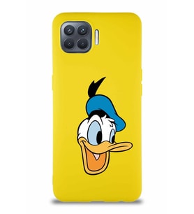 Oppo Reno 4 Lite Soft Premier Kapak Donald Duck-A Tasarımlı Silikon Kılıf - Sarı (Şeffaf)