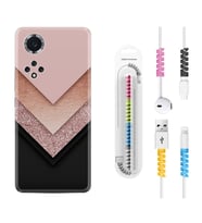 Huawei Nova Y70 Y90 Nova 9 SE  Kılıf Kablo Koruma Spiral Silikon Great Marble 1405
