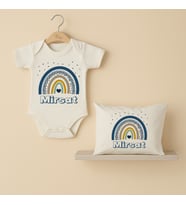Pia Baby Premium %100 Pamuk İsme Özel Organik Baskılı Çıtçıtlı Bebek Body Ve Yastık Kılıfı 5091-19 (Ekru)