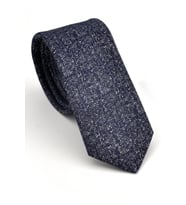 Füme Gri Kırcıl Desenli Lacivert Dokuma Kumaş Mendilli Slim Fit Kravat // SDK230917 (Renksiz)