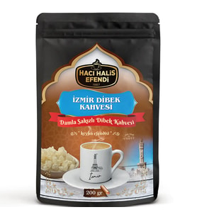Hacı Halis Efendi İzmir Dibek Kahvesi 200 gr Damla Sakızlı Yumuşak İçimli Doypack