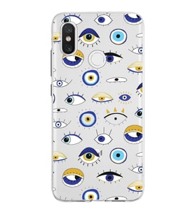 PrintiFy Xiaomi Mi 8 ile Uyumlu 1mm Slim Fit Nazar Boncuğu 2 Baskılı Şeffaf  Kılıf