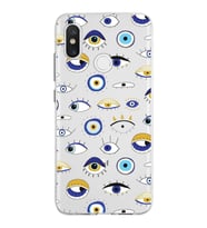 PrintiFy Xiaomi Mi 8 ile Uyumlu 1mm Slim Fit Nazar Boncuğu 2 Baskılı Şeffaf  Kılıf