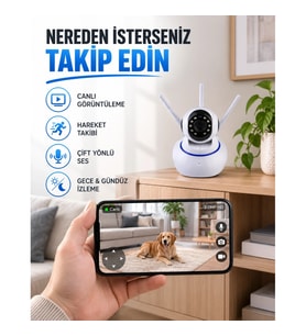Mey İthalat® Akıllı IP Güvenlik Kamerası – 1080P HD, Gece Görüşlü, Hareket Algılamalı Yeni Nesil
