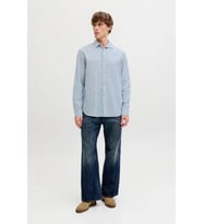 Jack & Jones JJESUMMER Linen Blend Erkek Keten Karışımlı Uzun Kollu Gömlek Yazlık (Mavi)