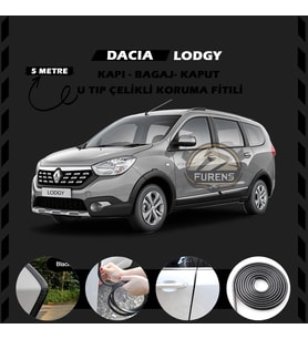 Dacia Lodgy Oto Araç Kapı Koruma Fitili 5metre Parlak Siyah Renk