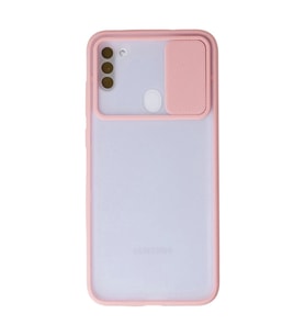 Samsung Galaxy A11 Kılıf Palm Buzlu Kamera Sürgülü Silikon - Pembe