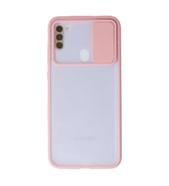 Samsung Galaxy A11 Kılıf Palm Buzlu Kamera Sürgülü Silikon - Pembe
