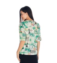 Kadın Baskılı Detaylı T-shirt (Yeşil)