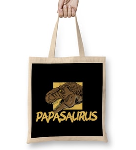 Funny Papasaurus Rex T Rex Father s Day Dinosaur Bez Çanta Uzun Saplı