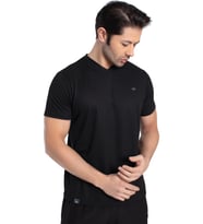 CROZWİSE 7136-10 Penye Kare Petekli V Yaka Erkek Spor T-shirt