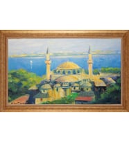 EV İŞYERİ OFİS İÇİN ALTIN ÇERÇEVELİ PASPARTULU TABLO VB386