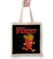 Cute & Funny Fast Food Running French Fries Punny Bez Çanta Uzun Saplı