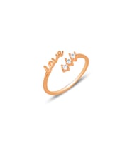 Gümüş rose love yazılı zirkon taşlı ayarlamalı yüzük SGTL12172ROSE