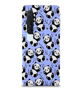 Xiaomi Mi Note 10 Lite Uyumlu Lansman Kılıf Panda Tasarımlı İçi Kadife Kapak-Lila (Şeffaf)