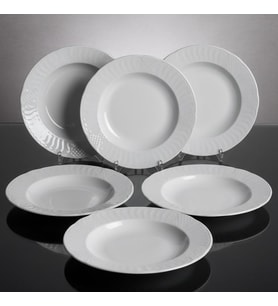 GÜRAL PORSELEN Sembol 6 Parça 22 cm Çukur Yemek Tabağı