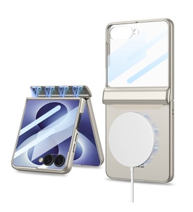 Lexroo Galaxy Z Flip 8 Kılıf M-safe Şarj Özellikli Kıpta KPT-04 Sert PC Kılıf - Titanyum