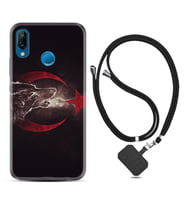 Huawei P20 Lite Mate 10 20 Lite Pro P40 Lite KılıfBoyun Askılı Silikon Kurt ve Ay Yıldız 1403