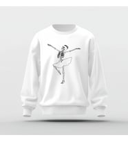 İskelet Balerin Baskılı Basic Sweatshirt (Beyaz)