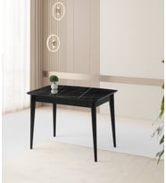 Ortadan Açılır Büyüyen Parlak Ahşap Yemek Masası Siyah Mermer Desenli 60x100cm SADECE MASA FİYATIDIR (Siyah-Mermer)