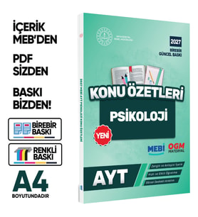 2027 YKS-AYT MEBİ-OGM Psikoloji Pratik Konu Özet Kitabı RENKLİ A4 Boyut Görsel Destekli BASKI ÜCRETİ