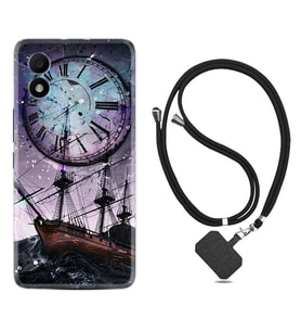 TCL 303 Kılıf Silikon Boyun Askılı İpli Desenli Silikon Time 1749
