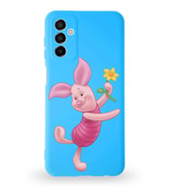 Samsung Galaxy M13 Uyumlu Lansman Kılıf Altı Kapalı İçi Kadife  Piglet Tasarımlı  Kapak (Şeffaf)