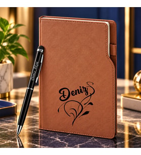 BK Gift Kişiye Özel 374 Termo Deri Tarihli Ajanda & Siyah Touch Pen Tükenmez Kalem-5