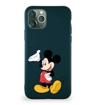 Apple iPhone 11 Pro Soft Premier Kapak Mickey Mouse-C Tasarımlı Silikon Kılıf - Yeşil (Şeffaf)