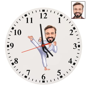 Kişiye Özel Karateci Tasarımlı Karikatür Duvar Saati 70