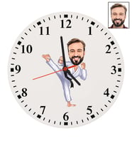 Kişiye Özel Karateci Tasarımlı Karikatür Duvar Saati 70