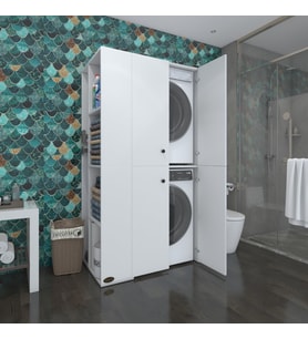 Kenzlife çamaşır-kurutma makinesi dolabı kapaklı foka sol byz 180*090*60 banyo arkalıksız (Karışık)