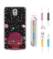Samsung Note 3 4 5 8 9 20 Ultra 10 Lite Kılıf Kablo Koruma Spiral Silikon Space Woman 1311