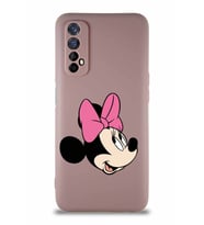 Realme 7 Soft Premier Kapak Minnie Mouse-A Tasarımlı Silikon Kılıf - Pudra (Şeffaf)