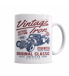 Vintage Iron Kupa Bardak Porselen