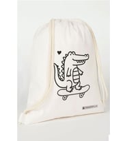 Rakerplus Tbons Özel Tasarım 35x40 cm Unisex Ham Bez Büzgülü Sırt Ayakkabı Çantası (Krem)