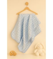 %100 Yumuşak Polar Bebek Battaniyesi 100x120 cm – Kalpli / Kabartma Desenli