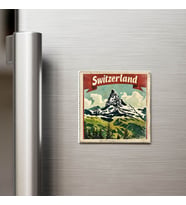 İsviçre Switzerland - Posta Pulu Temalı Ülke - Baskılı Buzdolap Magneti Kare - 9x9 cm