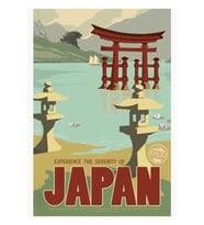 Japonya - Kaiju Seyahat Posteri Tablo Ahşap Poster Dekoratif