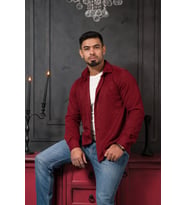 Likralı Petek Desenli Kışlık Kumaş Regular Fit Gömlek (Bordo)
