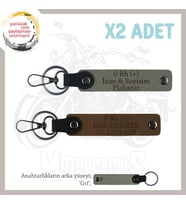 Motor Severlere, İsim Plaka ve 0 Rh (+) Kan Grubu, Özel Tasarım x2 Anahtarlık Set, Kül Gri-Kahve-Gr (Çok Renkli)