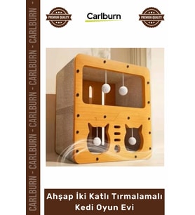 #KediEvi Dekoratif Modern Lüks Sağlam Kedi Yuvası Ahşap İ Katlı Tırmalamalı Kedi Oyun Evi