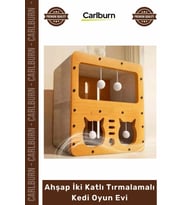 #KediEvi Dekoratif Modern Lüks Sağlam Kedi Yuvası Ahşap İ Katlı Tırmalamalı Kedi Oyun Evi