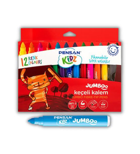 Jumbo Keçeli Kalem 12 Renk Pensan 12 Li Keçeli Kalem Jumbo 1 Paket (Karışık)