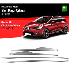 Renault Clio Uyumlu 4 Sport Tourer Krom Yan Kapı Çıtası 4 Parça. 2012 Üzeri