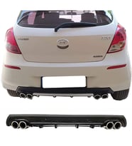 Hyundai i20 Siyah Difüzör Çiftli Yuvarlak Egzoz Görünümlü D Tip Difizör