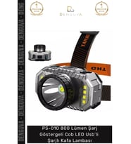 #KafaLambası Güçlü Kamp Avcı Işığı PS010 800 Lümen Şarj Göstergeli Cob LED Usb'li Şarjlı Kafa Lambas