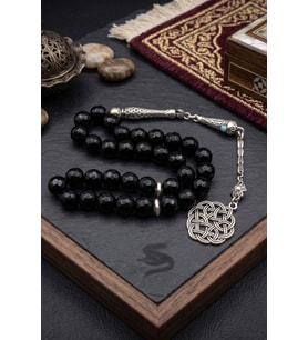 Doğal Oniks Taşlı Faset Kesim 33'lük Tesbih Metal Püsküllü 10mm 902807